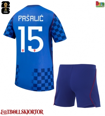 Kroatien Mario Pasalic #15 Borta Kläder Barn VM 2026 Kortärmad (+ Korta byxor)